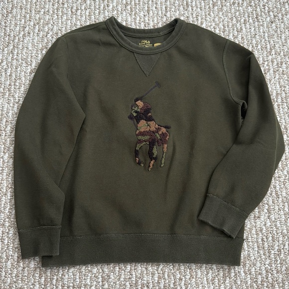 Ralph Lauren Polo boys size 7 camo Big Pony Double-Knit Sweatshirt